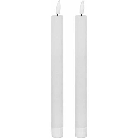 Luxe Collection Natural Glow Set of 2 LED Dinner Candles - Plastic/Wax - L2 x W2 x H25 cm - White