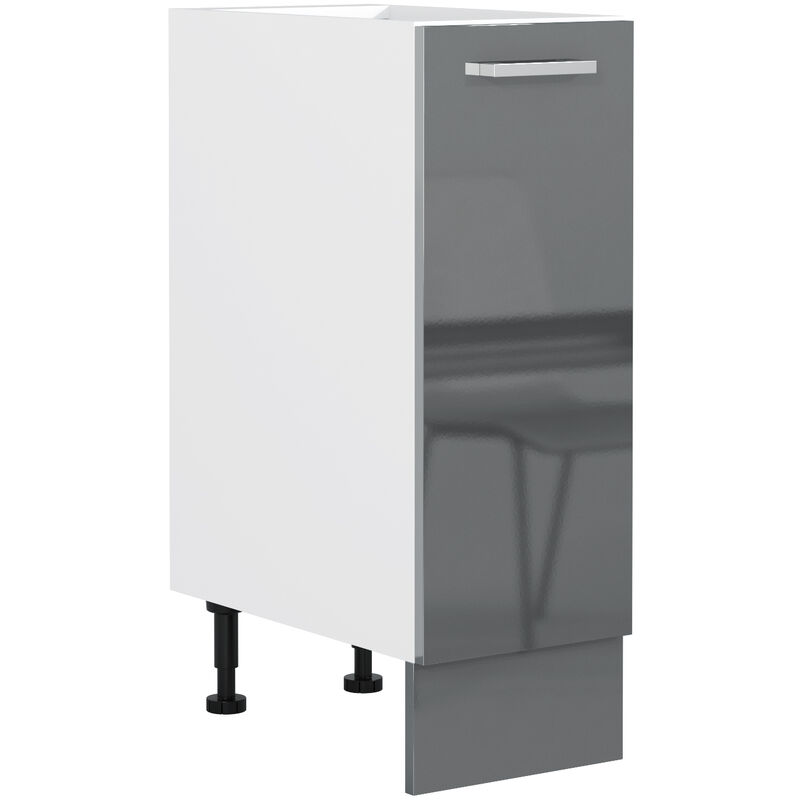 300 Kitchen Base Unit Cabinet Cupboard 30cm Grey High Gloss Soft Close 1 Door Luxe - Grey High Gloss