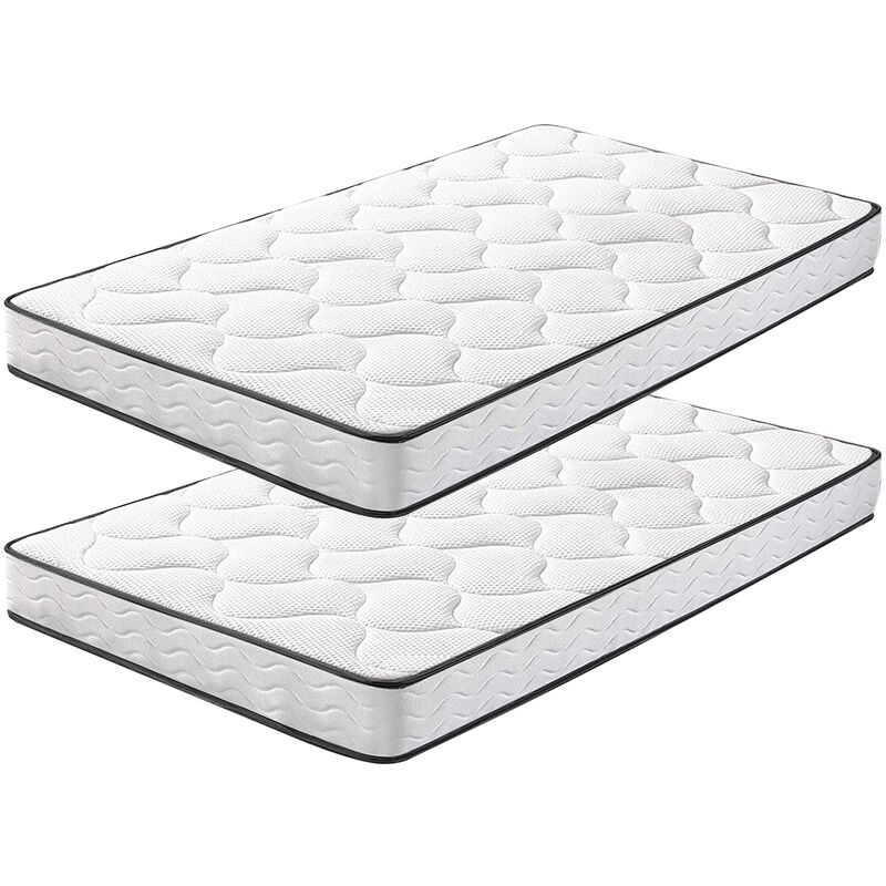 Matelas Lot 2 90x200cm Matelas Memoire de Forme Luxe Matelas de Lit d'Adulte et d'enfant Épaisseur 16cm - Bolli