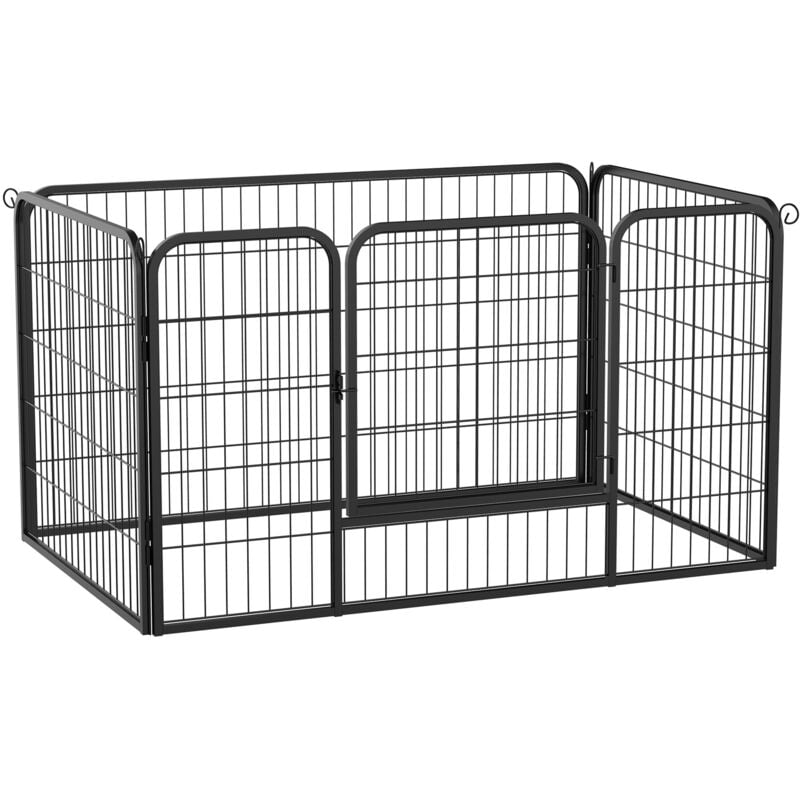 Homcom - Luxe parc enclos acier 125L x 80l x 70H cm 4 panneaux et 1 porte pour chiens noir