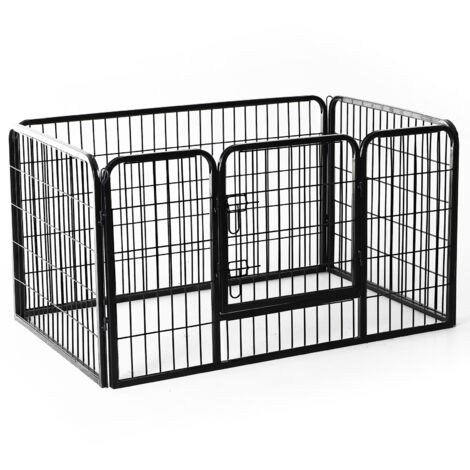 Luxe parc enclos acier 125L x 80l x 70H cm 4 panneaux et 1 porte pour chiens noir