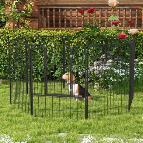 Luxe parc enclos modulable acier époxy porte verrouillable pour chiens. lapins. rongeurs. petits animaux. intérieur et extérieur 80 x 100 cm noir