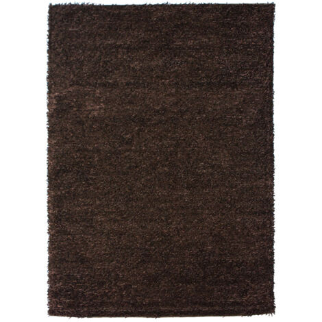 LUXE - Tapis à poils longs toucher soyeux chocolat 160x230