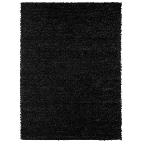 LUXE - Tapis à poils longs toucher soyeux noir 160x230
