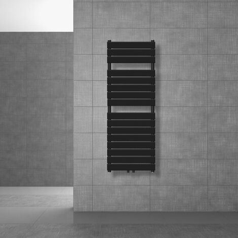 LuxeBath Badheizkörper Steam Design, 500x1200 mm, Schwarz, mit Mittelanschluss
