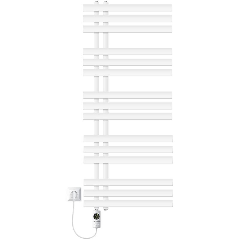 Luxebath - Elektrischer Badheizkörper Iron Em 500x1200 Mm Weiß Mit Heizstab 1200w Thermostat Digitalanzeige, Handtuchheizkörper Mit Heizpatrone,