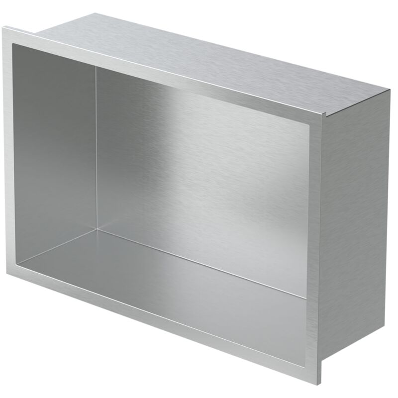 Niche de Douche Encastrée Murale, 20x30x10cm, en Acier Inoxydable, Argent, Étanche, Étagère avec Cadre Salle de Bain, Encastrable, Seule Couche,