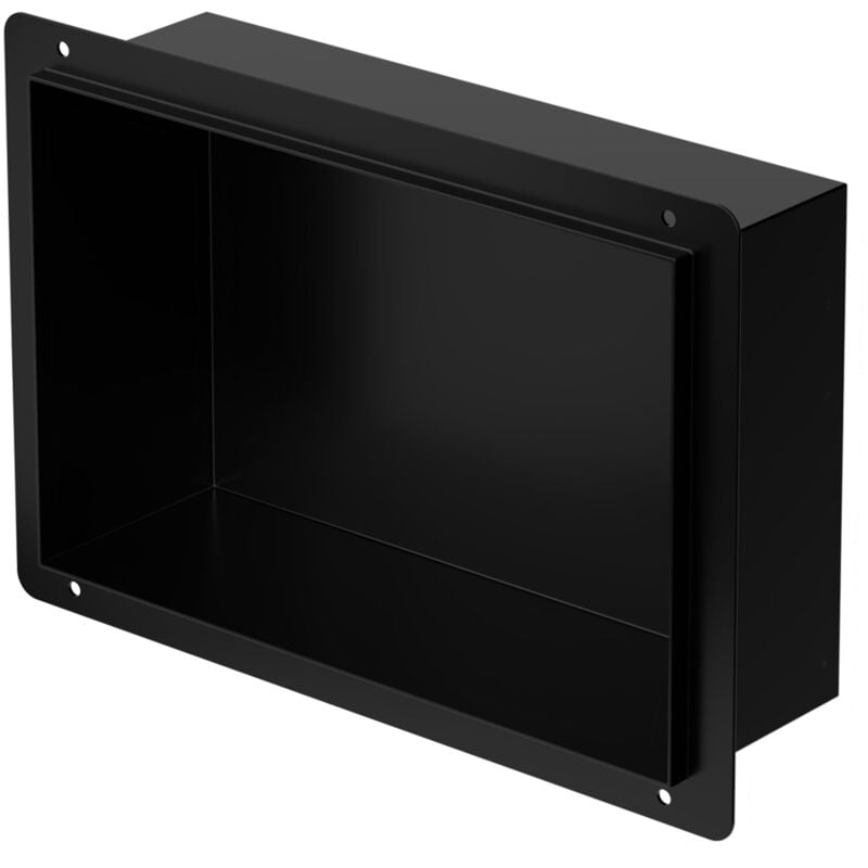 Luxebath - Niche de Douche Encastrée Murale, 20x30x10 cm, en Acier Inoxydable, Noir, sans Rebord, Étagère Encastrable Salle de Bain, Étanche, Seule