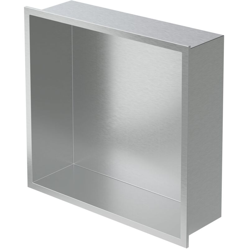 Luxebath - Niche de Douche Encastrée Murale, 30x30x10cm, en Acier Inoxydable, Argent, Étanche, Étagère avec Cadre Salle de Bain, Encastrable, Seule