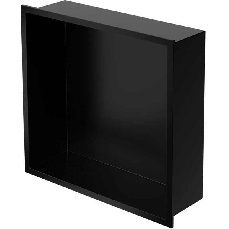 Luxebath - Niche de Douche Encastrée Murale, 30x30x10 cm, en Acier Inoxydable, Noir, Étanche, Étagère avec Cadre Salle de Bain, Encastrable, Seule