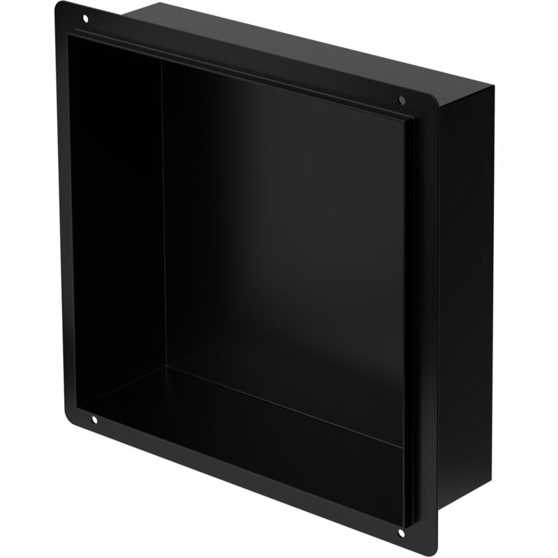 Luxebath - Niche de Douche Encastrée Murale, 30x30x10 cm, en Acier Inoxydable, Noir, sans Rebord, Étagère Encastrable Salle de Bain, Étanche, Seule