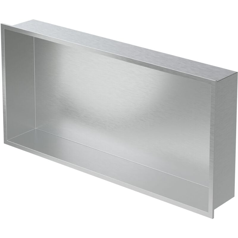 Luxebath - Niche de Douche Encastrée Murale, 60x30x10cm, en Acier Inoxydable, Argent, Étanche, Étagère avec Cadre Salle de Bain, Encastrable, Seule