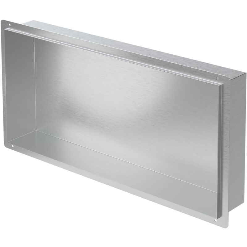 Luxebath - Niche de Douche Encastrée Murale, 60x30x10 cm, en Acier Inoxydable, Argent, sans Rebord, Étagère Encastrable Salle de Bain, Seule Couche,