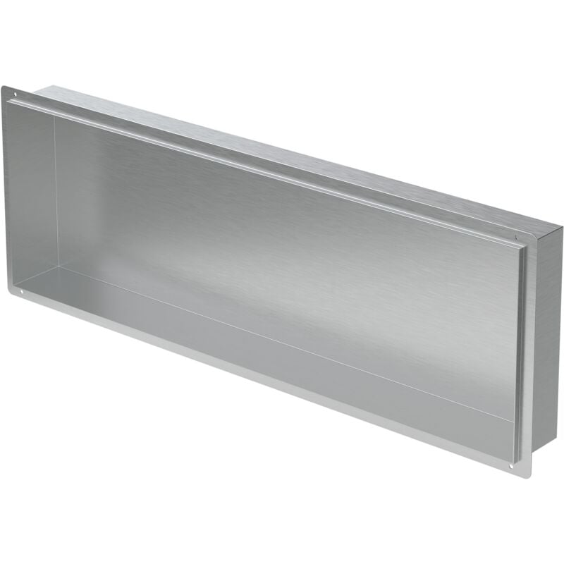 Luxebath - Niche de Douche Encastrée Murale, 90x30x10 cm, en Acier Inoxydable, Argent, sans Rebord, Étagère Encastrable Salle de Bain, Seule Couche,