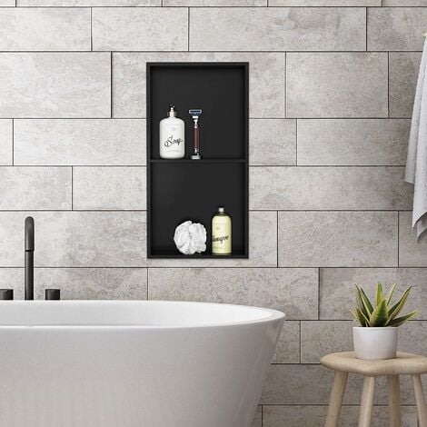 Estante de baño negro sin taladro, 30/40/50 cm, estantes de pared para  cocina, cesta de ducha, estante de almacenamiento, barra de toalla,  accesorios de baño