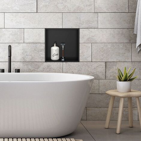 Estante de baño negro estilo moderno cesta para ducha soporte de