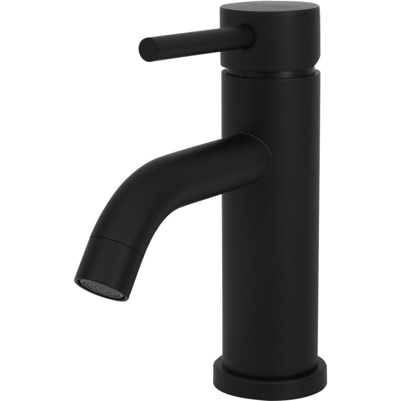 Luxebath - Robinet de Salle de Bain Petit, 85 mm Bec Haut, Noir Mat, en Laiton, Rond, Mitigeur à Tirette pour Eau Chaude et Froide, Robinetterie de