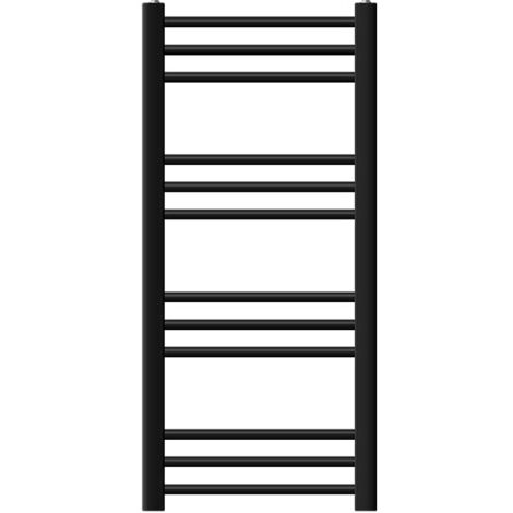 LuxeBath Radiador Toallero de Baño Sahara 400 x 800 mm Negro Diseño Curvado con Conexión Lateral Calentador Secador de Toallas con Kit de Montaje Incluído, Protección Contra Fugas