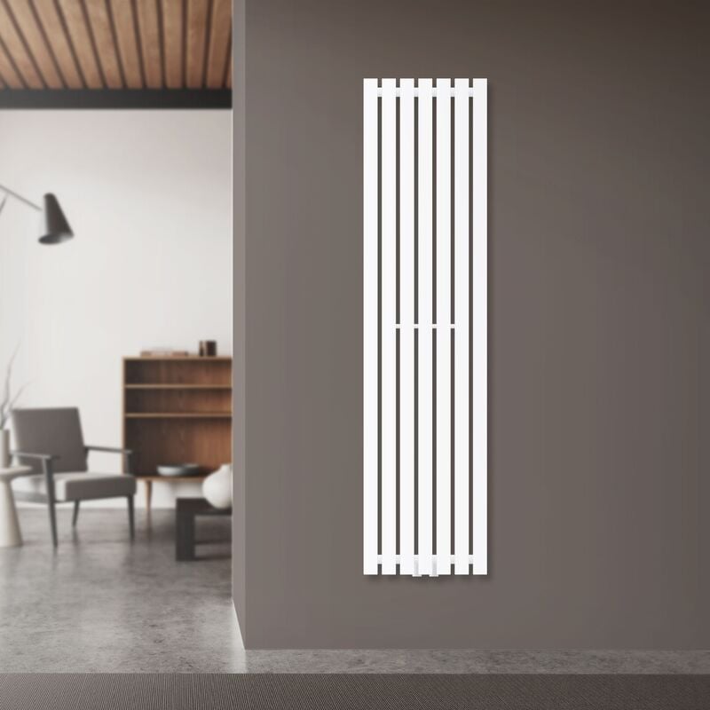 Luxebath - Radiateur à Panneaux Design Stella, 1400 x 370 mm, Blanc, avec Connexion Central, Plat, Vertical, Monocouche, Radiateur de Salle de Bain