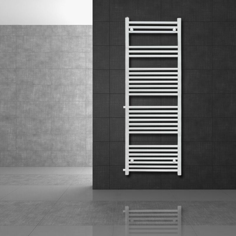 Luxebath - Radiateur de Salle de Bain, 500 x 1600 mm, en Acier, Blanc, Forme Droite avec Raccord Latérale, Distance entre les Moyeux 650 mm, Chauffe