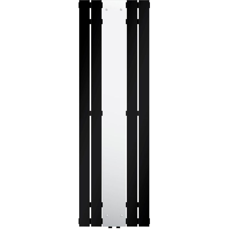 Luxebath - Radiateur de Salle de Bain avec Miroir, 1600x450 mm, Noir Mat, Connexion Centrale au Bas, avec Raccordement au Sol Forme de Passage et