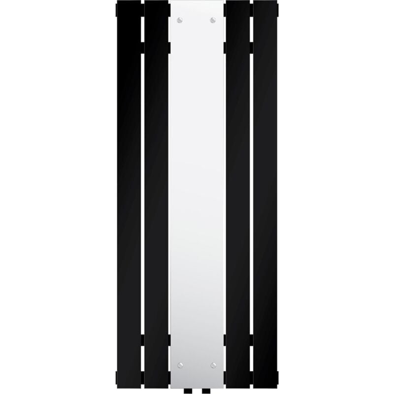 Luxebath - Radiateur Salle de Bain avec Miroir, 1200x450 mm, Noir Mat, Connexion Centrale au Bas, Raccord Universel Forme d'Angle et de Passage +