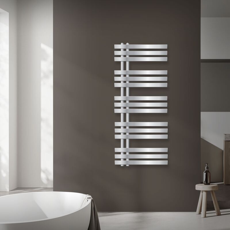 Luxebath - Radiateur de Salle de Bain Design Iron em, 500 x 1200 mm, Chrome, en Acier Revêtu par Poudre, Sèche Porte Serviettes Chauffage pour Salle