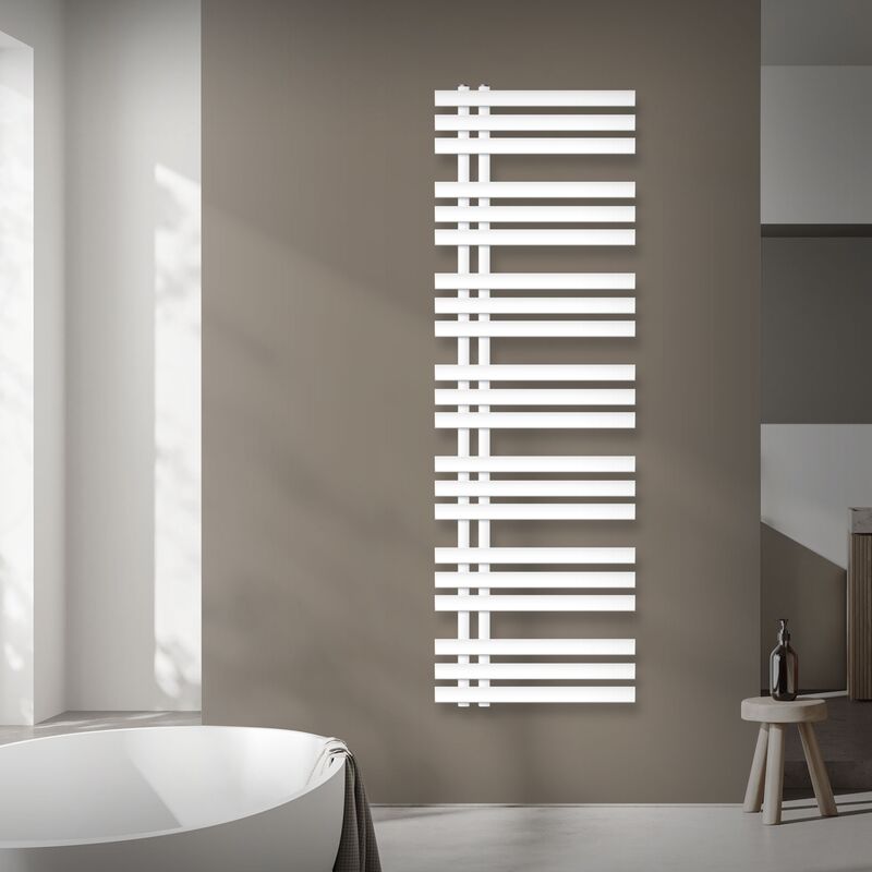 Luxebath - Radiateur de Salle de Bain Design Iron em, 500 x 1600 mm, Blanc, en Acier Revêtu par Poudre, Sèche Porte Serviettes Chauffage pour Salle