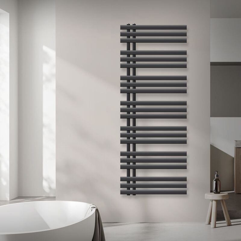 Luxebath - Radiateur de Salle de Bain Design Iron em, 600 x 1600 mm, Anthracite, en Acier Revêtu par Poudre, Sèche Porte Serviettes Chauffage pour