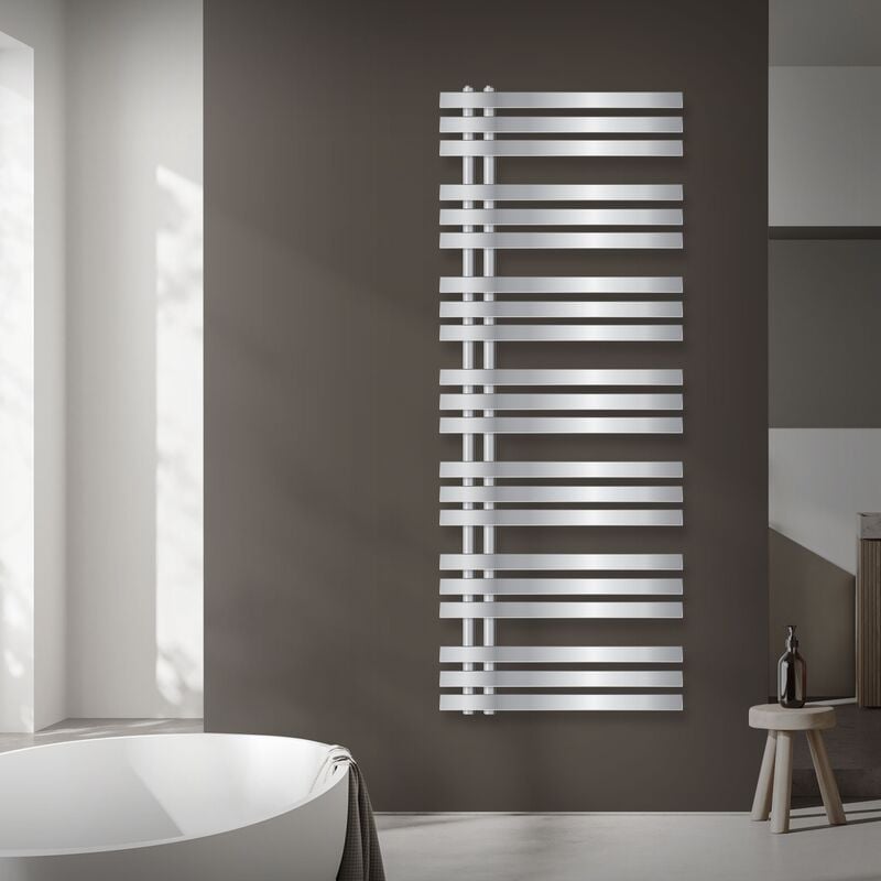 Luxebath - Radiateur de Salle de Bain Design Iron em, 600 x 1600 mm, Chrome, en Acier Revêtu par Poudre, Sèche Porte Serviettes Chauffage pour Salle