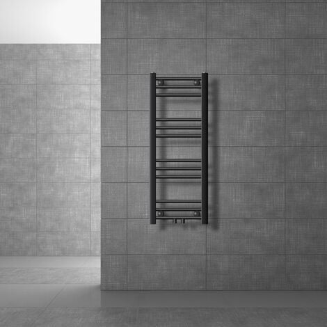 LuxeBath Radiateur de Salle de Bain Design Sahara, 300 x 800 mm, Anthracite, Forme Droit avec Connexion Central, sans Kit de Raccordement, Non Electrique, avec Kit de Montage Mural, Sèche-Serviettes