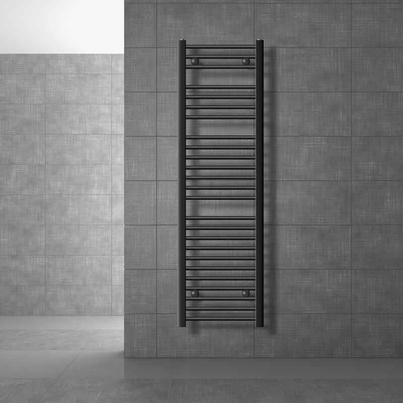 LuxeBath Radiateur de Salle de Bain Design Sahara, 400x1500 mm, Anthracite, Forme Courbé avec Connexion Latérale, Chauffe Porte Serviettes avec Kit