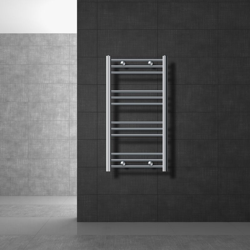 Luxebath - Radiateur de Salle de Bain Design Sahara, 500 x 800 mm, Chrome, Forme Courbé avec Connexion Latérale, Chauffe Porte Serviettes avec Kit de