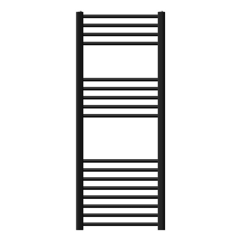 Luxebath - Radiateur de Salle de Bain Design Sahara, 500x1200 mm, Noir Mat, Forme Courbé avec Connexion Latérale, Chauffe Porte Serviettes avec Kit