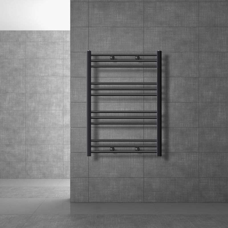 LuxeBath Radiateur de Salle de Bain Design Sahara, 750x800 mm, Anthracite, Forme Droite avec Connexion Latérale, Chauffe Porte Serviettes avec Kit de