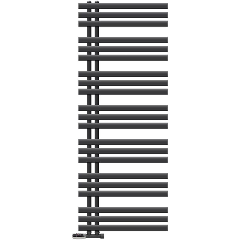 Luxebath - Radiateur de Salle de Bain Iron em 600x1600 mm Anthracite Raccord Central au Bas avec Garniture de Raccordement Forme d'Angle au Mur et