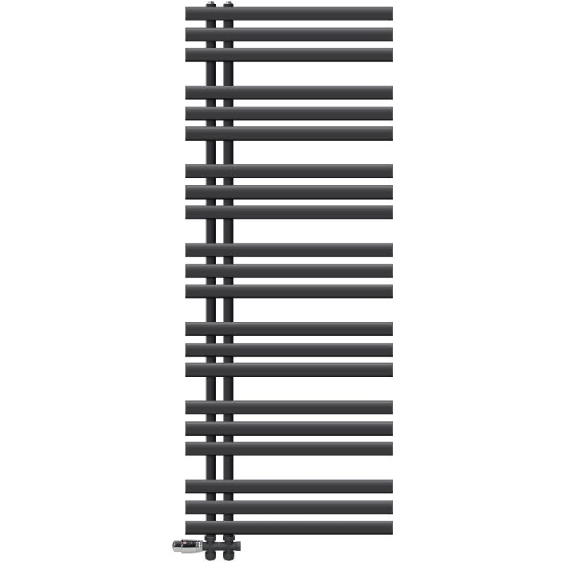 Luxebath - Radiateur de Salle de Bain Iron em 600x1600 mm Anthracite Raccord Central au Bas avec Garniture de Raccordement Forme Passage au Sol et