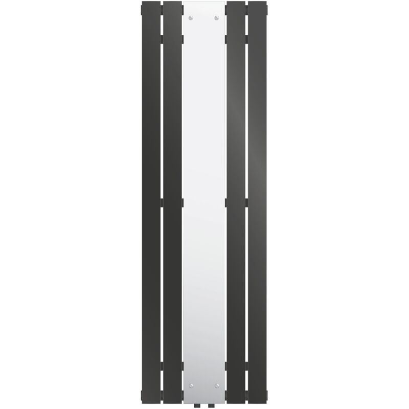 Luxebath - Radiateur de Salle de Bain Plat avec Miroir, 1600x450 mm, en Acier Anthracite, Raccordement Central Chauffage, Radiateur Design Panneau