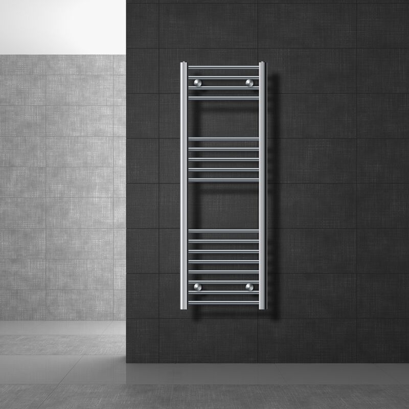 Luxebath - Radiateur de Salle de Bain Design Sahara, 400 x 1200 mm, Chrome, Forme Droite avec Connexion Latérale, Chauffe Porte Serviettes avec Kit