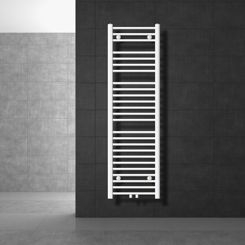 Luxebath - Radiateur de Salle de Bain Design Sahara, 400 x 1500 mm, Blanc, Forme Courbé avec Connexion Central, sans Kit de Raccordement, Non