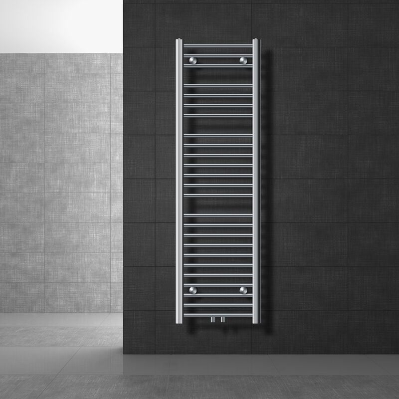 Luxebath - Radiateur de Salle de Bain Design Sahara, 400 x 1500 mm, Chrome, Forme Droit avec Connexion Central, sans Kit de Raccordement, Non