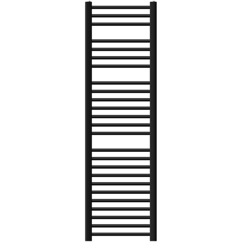 Luxebath - Radiateur de Salle de Bain Design Sahara, 400x1500 mm, Noir Mat, Forme Courbé avec Connexion Latérale, Chauffe Porte Serviettes avec Kit