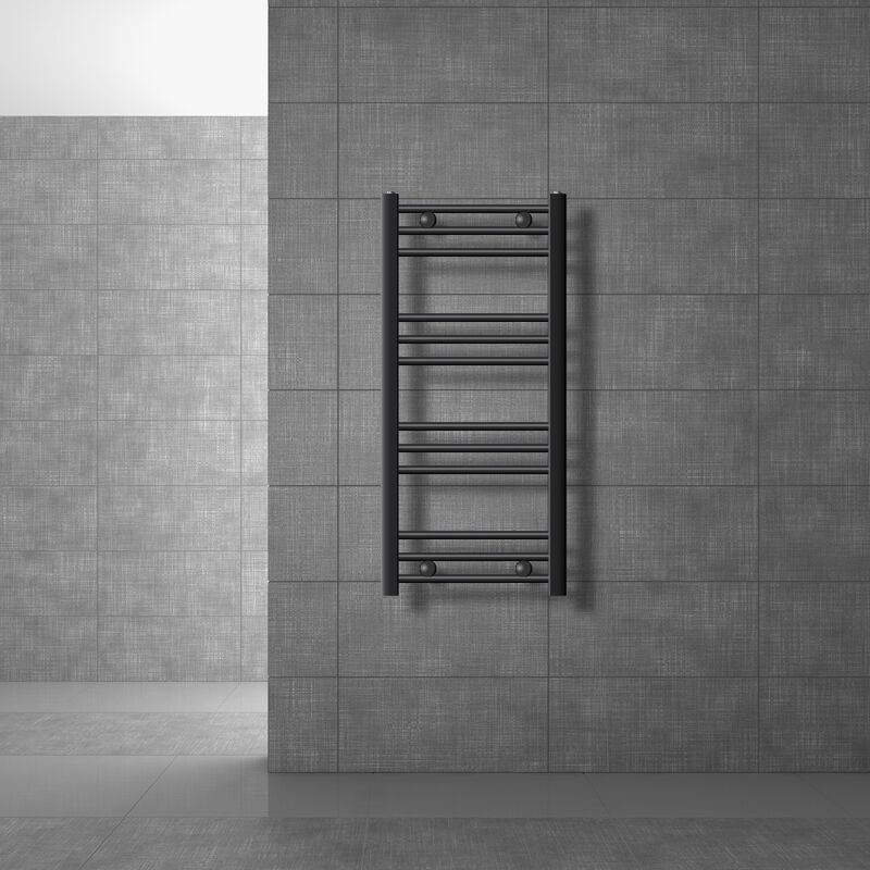Radiateur de Salle de Bain Design Sahara, 400x800 mm, Anthracite, Forme Droite avec Connexion Latérale, Chauffe Porte Serviettes avec Kit de Montage