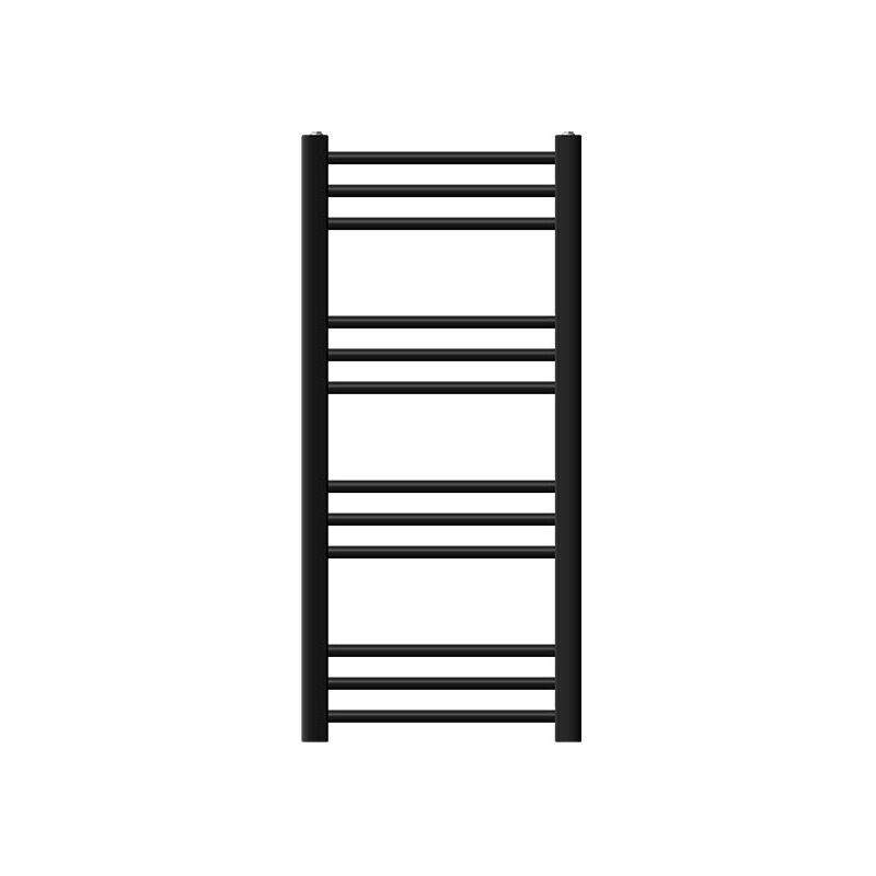 LuxeBath Radiateur de Salle de Bain Design Sahara, 400x800 mm, Noir Mat, Forme Courbé avec Connexion Latérale, Chauffe Porte Serviettes avec Kit de