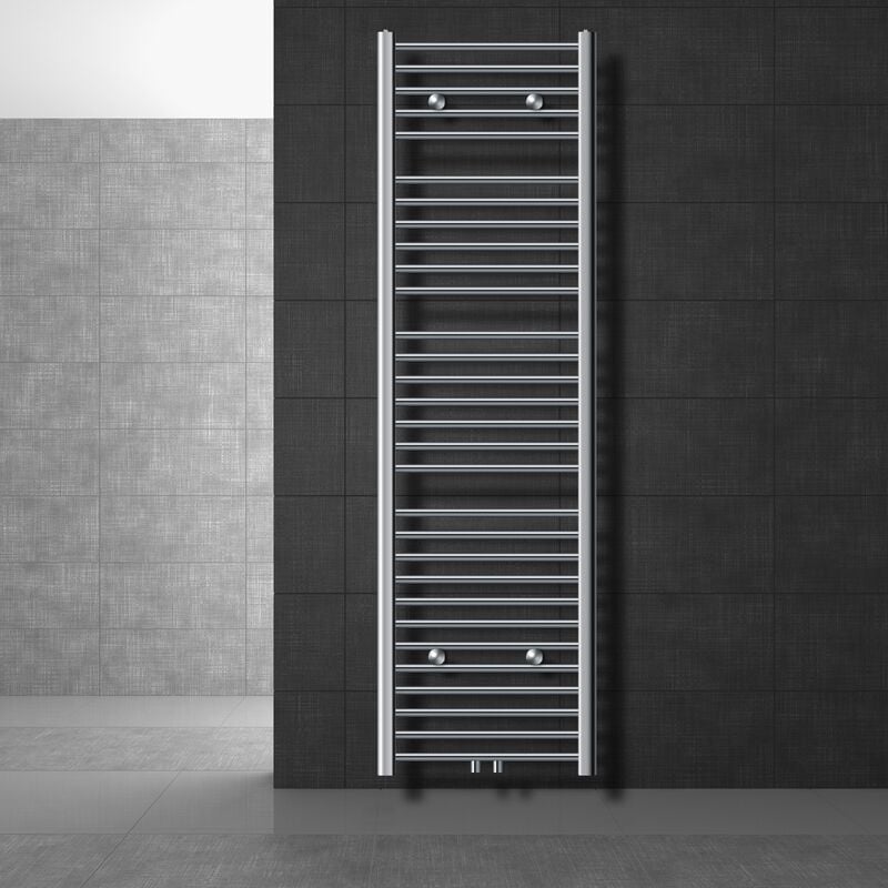 Luxebath - Radiateur de Salle de Bain Design Sahara, 500 x 1800 mm, Chrome, Forme Courbé avec Connexion Central, sans Kit de Raccordement, Non