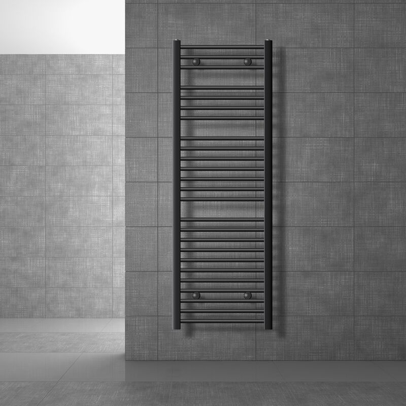 LuxeBath Radiateur de Salle de Bain Design Sahara, 500x1500 mm, Anthracite, Forme Droite avec Connexion Latérale, Chauffe Porte Serviettes avec Kit