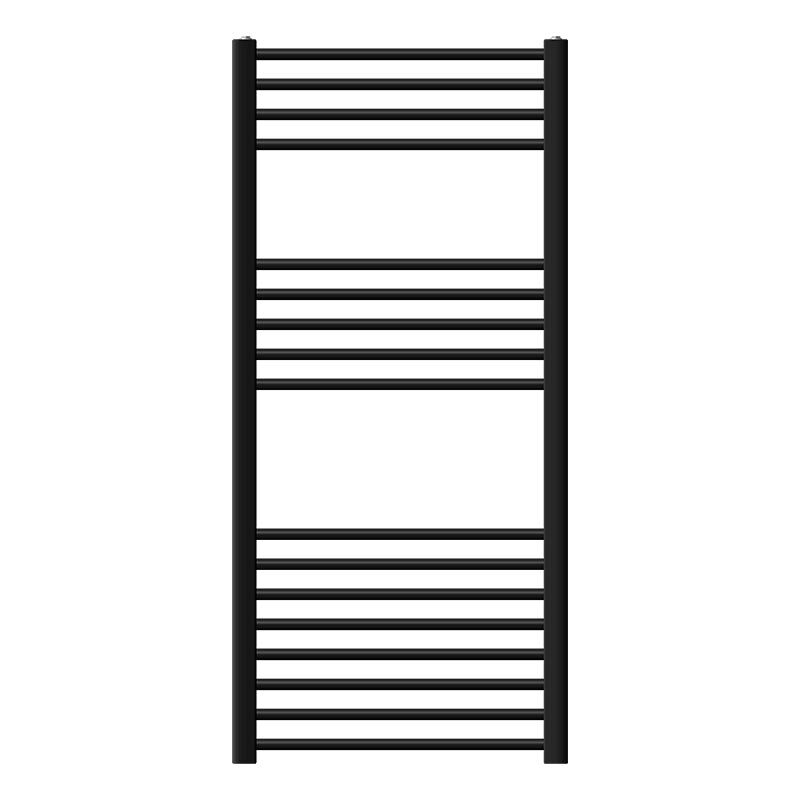 Luxebath - Radiateur de Salle de Bain Design Sahara, 600x1200 mm, Noir Mat, Forme Courbé avec Connexion Latérale, Chauffe Porte Serviettes avec Kit