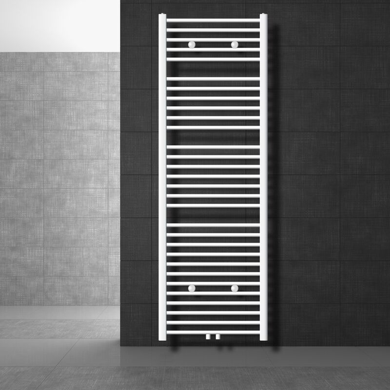 Luxebath - Radiateur de Salle de Bain Design Sahara, 600 x 1800 mm, Blanc, Forme Courbé avec Connexion Central, sans Kit de Raccordement, Non
