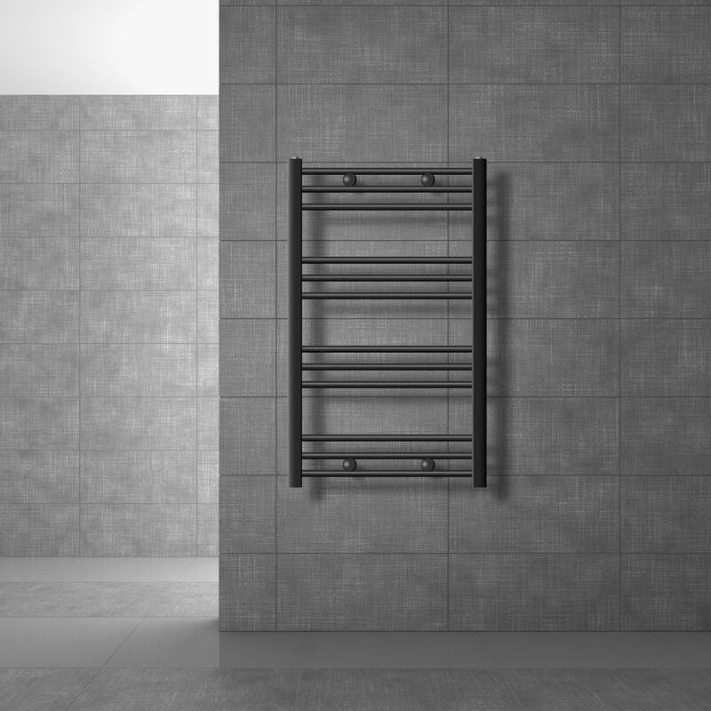 Radiateur de Salle de Bain Design Sahara, 600x800 mm, Anthracite, Forme Droite avec Connexion Latérale, Chauffe Porte Serviettes avec Kit de Montage