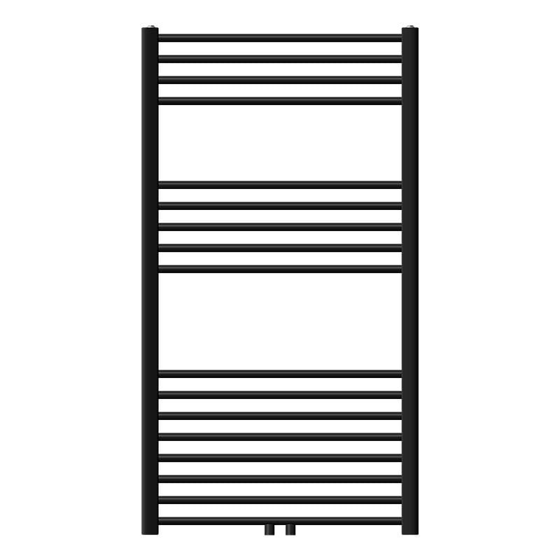 Luxebath - Radiateur de Salle de Bain Design Sahara, 750 x 1200 mm, Noir Mat, Forme Courbé avec Connexion Central, sans Kit de Raccordement, Non